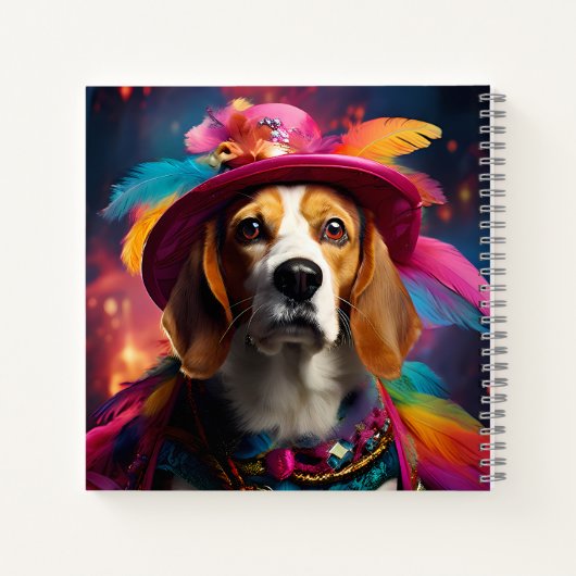 Beagle in einem Federhut Notizblock (Rückseite)