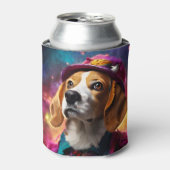 Beagle in einem rosa Hut Dosenkühler (Kanne Vorderseite)