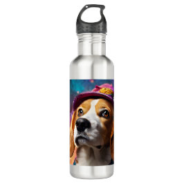 Beagle in einem rosa Hut Edelstahlflasche