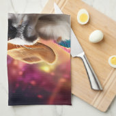 Beagle in einem rosa Hut Geschirrtuch (Viertel Falte)