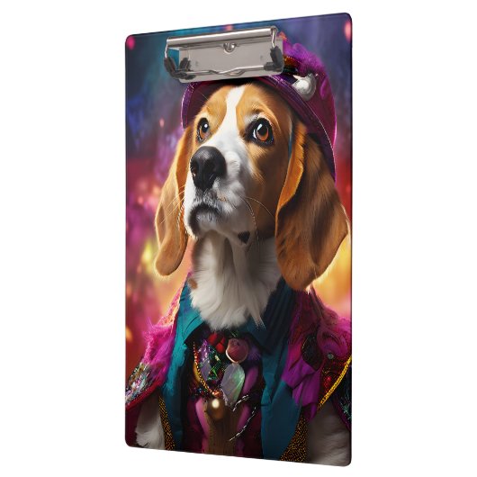 Beagle in einem rosa Hut Klemmbrett (Links)