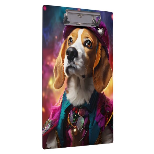 Beagle in einem rosa Hut Klemmbrett (Rechts)