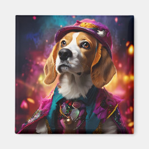 Beagle in einem rosa Hut Magnet