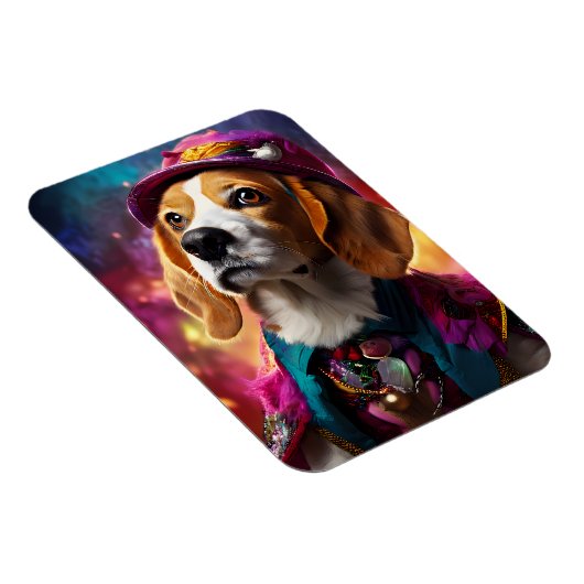 Beagle in einem rosa Hut Magnet (Rechte Seite)