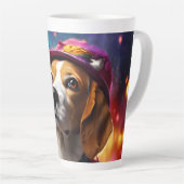 Beagle in einem rosa Hut Milchtasse (Rechte Ecke)