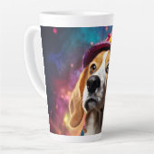 Beagle in einem rosa Hut Milchtasse (Linke Ecke)
