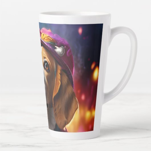 Beagle in einem rosa Hut Milchtasse (Rechts)