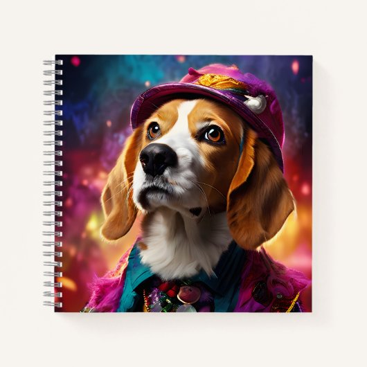 Beagle in einem rosa Hut Notizblock (Vorderseite)