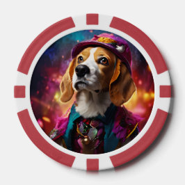 Beagle in einem rosa Hut Pokerchips