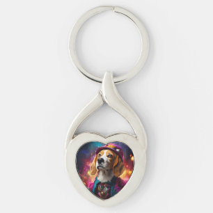 Beagle in einem rosa Hut Schlüsselanhänger
