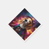 Beagle in einem rosa Hut Serviette (Ecke)