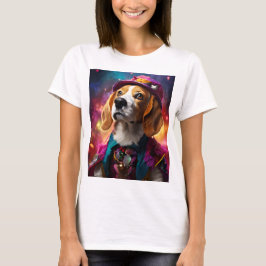 Beagle in einem rosa Hut T-Shirt