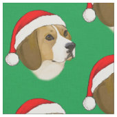 Beagle in einem Weihnachtshut Stoff (Nahaufnahme)
