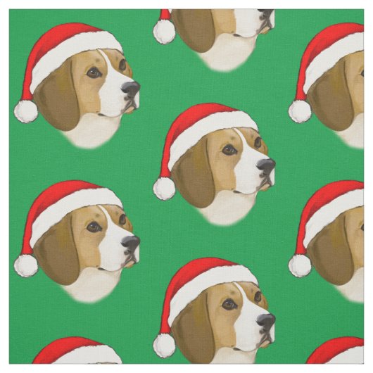 Beagle in einem Weihnachtshut Stoff (Muster)