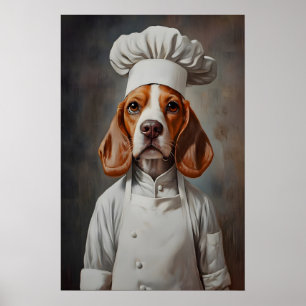 Beagle in Kochmütze Poster, Haustierposter, Beagle Poster