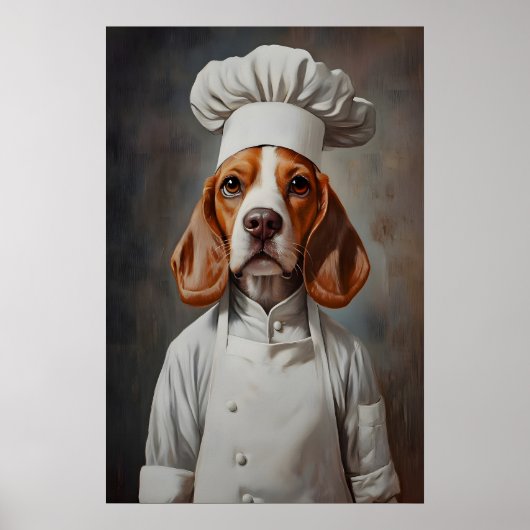 Beagle in Kochmütze Poster, Haustierposter, Beagle Poster (Vorne)