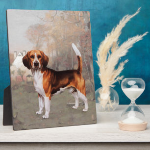 Beagle in ländlicher Umgebung Fotoplatte