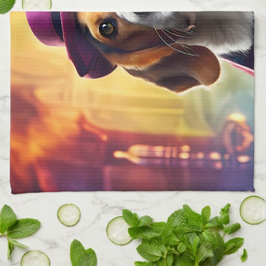 Beagle in lebendiger Kostüm Geschirrtuch (Gefaltet)