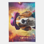 Beagle in lebendiger Kostüm Geschirrtuch (Vertikal)