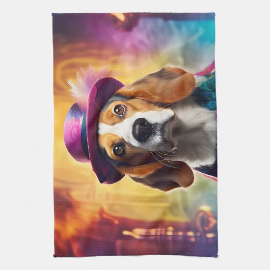Beagle in lebendiger Kostüm Geschirrtuch (Vertikal)