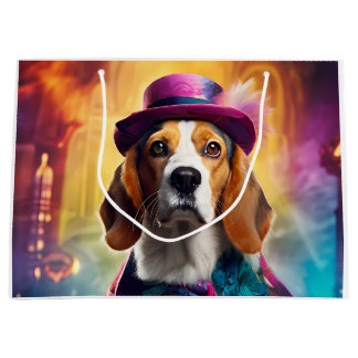Beagle in lebendiger Kostüm Große Geschenktüte