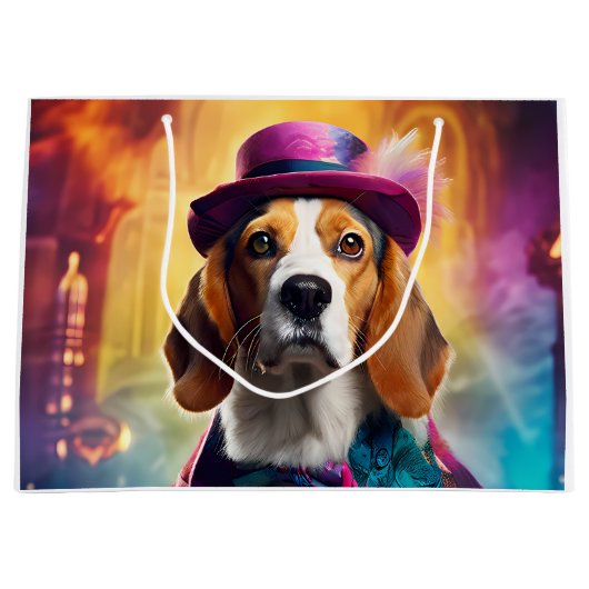 Beagle in lebendiger Kostüm Große Geschenktüte (Vorderseite)