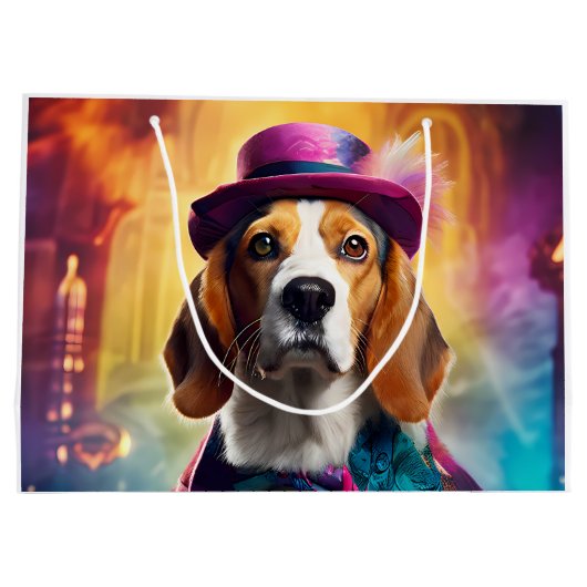 Beagle in lebendiger Kostüm Große Geschenktüte (Rückseite)