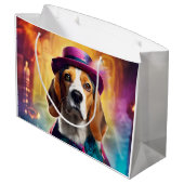Beagle in lebendiger Kostüm Große Geschenktüte (Rückseite Schrägansicht)