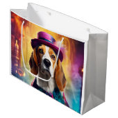 Beagle in lebendiger Kostüm Große Geschenktüte (Vorderseite Schrägansicht)