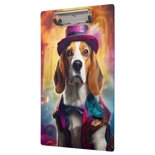 Beagle in lebendiger Kostüm Klemmbrett (Links)
