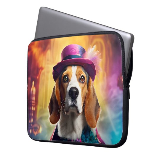 Beagle in lebendiger Kostüm Laptopschutzhülle (Vorderseite Links)