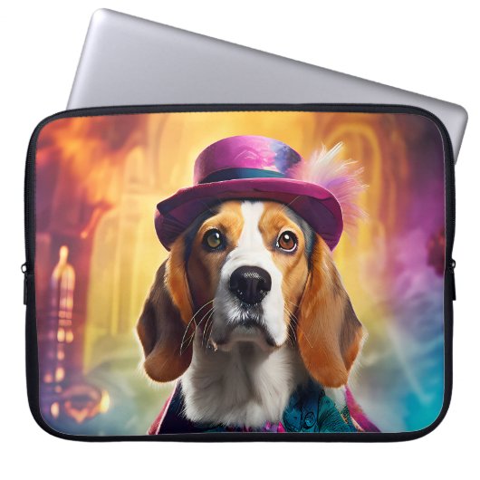 Beagle in lebendiger Kostüm Laptopschutzhülle (Vorderseite)