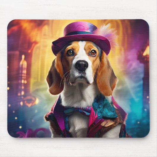 Beagle in lebendiger Kostüm Mousepad (Vorne)