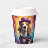 Beagle in lebendiger Kostüm Pappbecher (Rückseite)