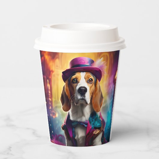 Beagle in lebendiger Kostüm Pappbecher (Rückseite)