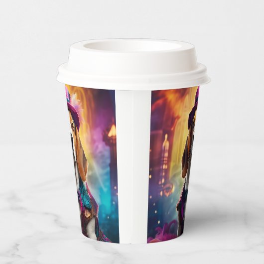 Beagle in lebendiger Kostüm Pappbecher (Rechts)