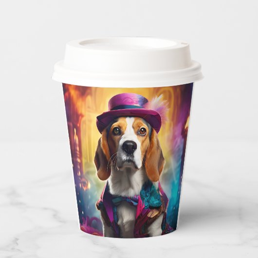 Beagle in lebendiger Kostüm Pappbecher (Vorderseite)