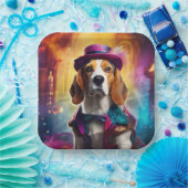 Beagle in lebendiger Kostüm Pappteller (Party)
