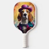 Beagle in lebendiger Kostüm Pickleball Schläger (Vorderseite)
