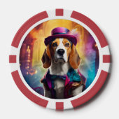 Beagle in lebendiger Kostüm Pokerchips (Vorderseite)