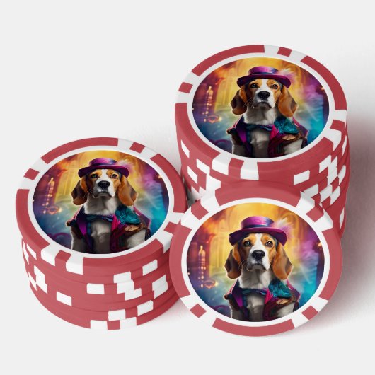 Beagle in lebendiger Kostüm Pokerchips (Stapel)