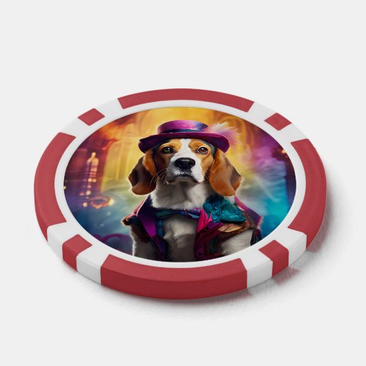 Beagle in lebendiger Kostüm Pokerchips (Einzeln)
