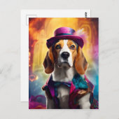 Beagle in lebendiger Kostüm Postkarte (Vorne/Hinten)