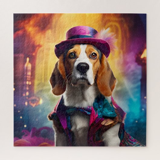 Beagle in lebendiger Kostüm Puzzle (Vertikal)