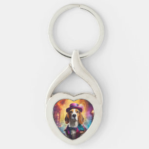 Beagle in lebendiger Kostüm Schlüsselanhänger