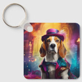 Beagle in lebendiger Kostüm Schlüsselanhänger (Vorderseite)