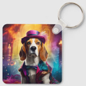 Beagle in lebendiger Kostüm Schlüsselanhänger (Rückseite)
