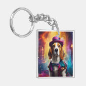 Beagle in lebendiger Kostüm Schlüsselanhänger (Vorderseite links)