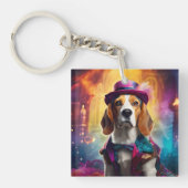 Beagle in lebendiger Kostüm Schlüsselanhänger (Vorderseite)