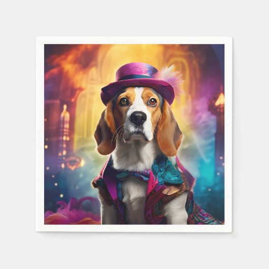 Beagle in lebendiger Kostüm Serviette (Vorderseite)